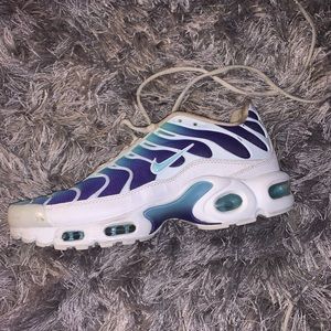 Blue,white,and purple Nike air max plus